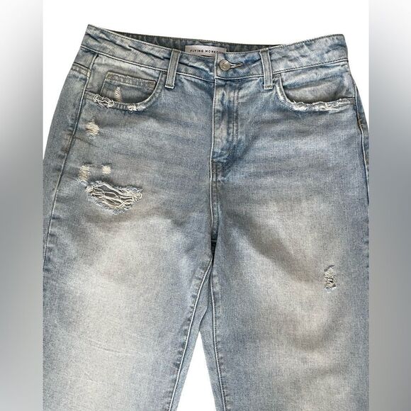 Flying Monkey Distressed straight leg Cotton Denim Jeans - Picture 2 of 8